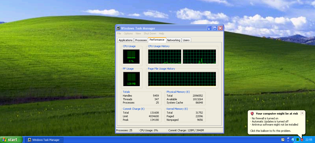 Windows XP running